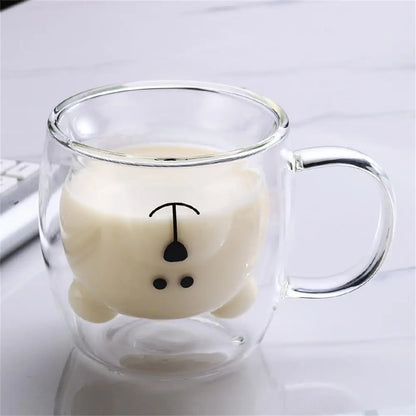 Cute Bear Double Wall Glass